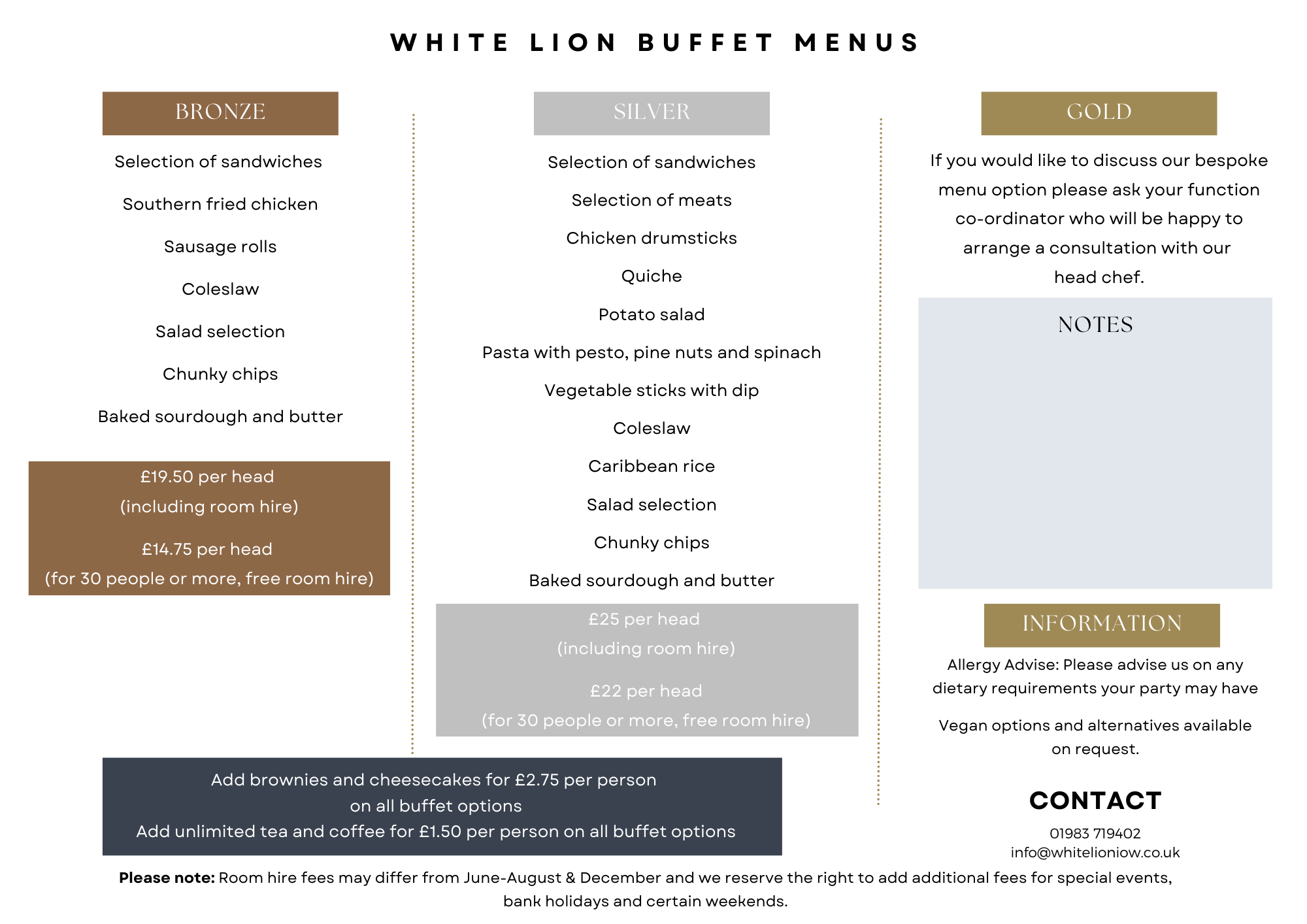 LION BUFFET MENU 2025