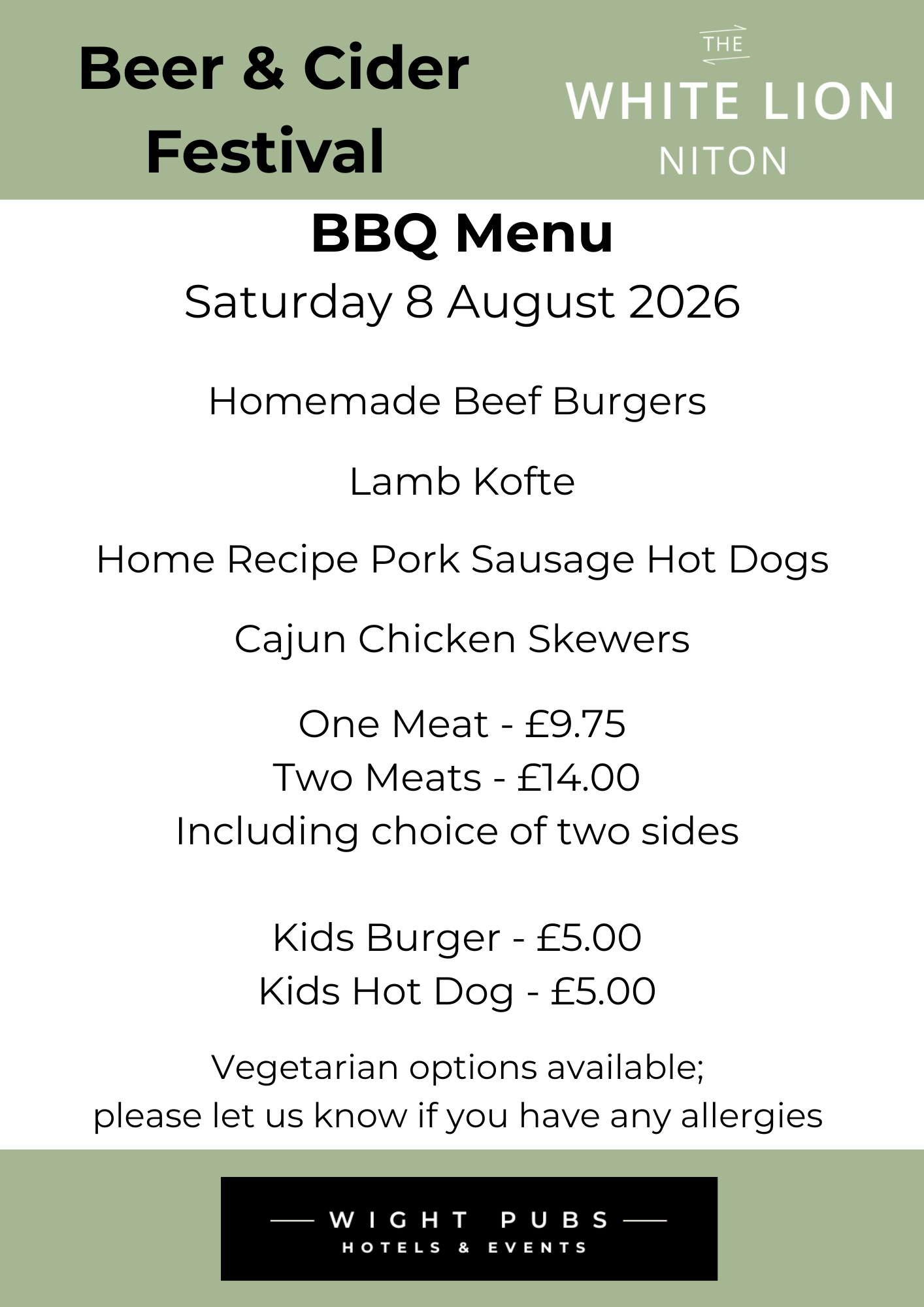 BBQ menu 